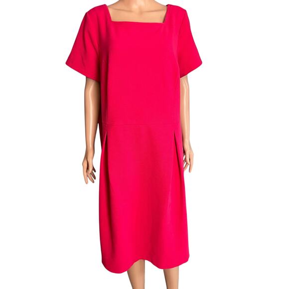 Talbots Square Neck Ribbed Knit Pleated Midi Dress 20W Preppy Business Casual - Picture 1 of 4